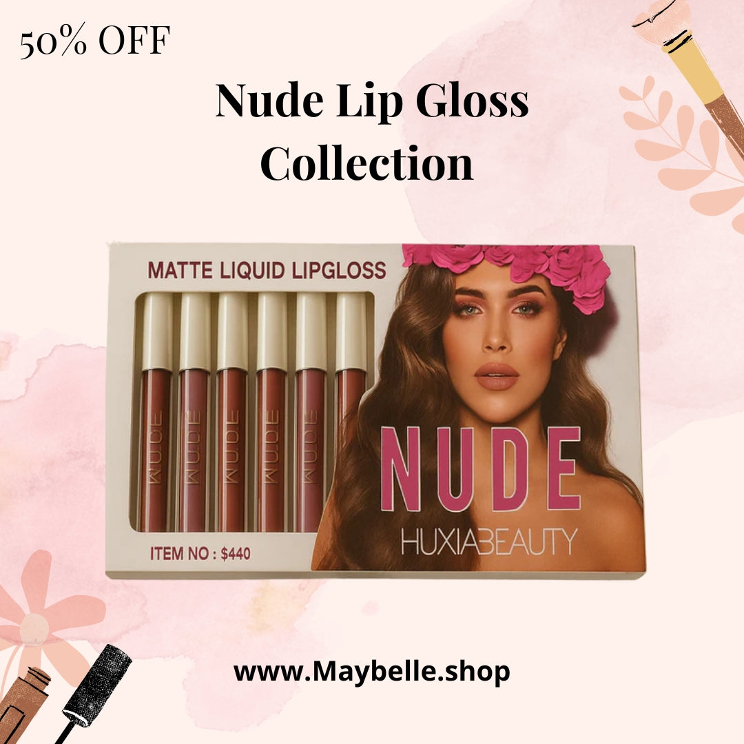 Nude Lip Gloss Collection – Pack of 12 Glossy, Versatile Shades